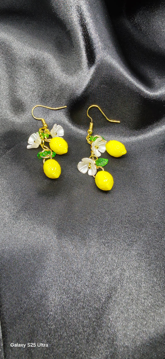 Earrings lemon double solid yellow